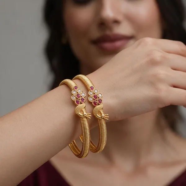 Gold_Alloy_Floral_Red_Stone_Studded_Bangle_Set_For_Women