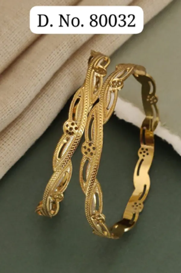 Gold_Alloy_Ornate_Openwork_Slim_Bangle_Set_For_Women