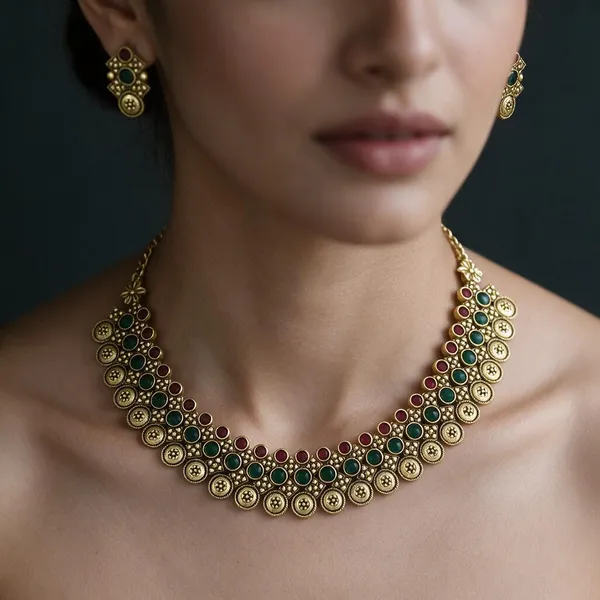 Green_Gold_Alloy_Beaded_Stone_Ethnic_Necklace_Set_For_Women