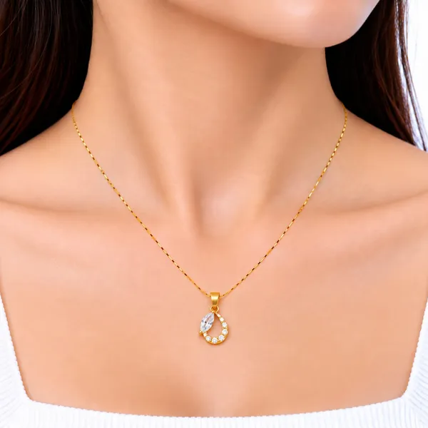 Gold_Alloy_Teardrop_Crystal_Pendant_Necklace_For_Women