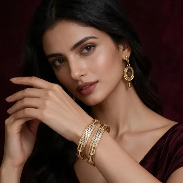 Gold_Alloy_Cutwork_Perforated_Bangle_Set_For_Women