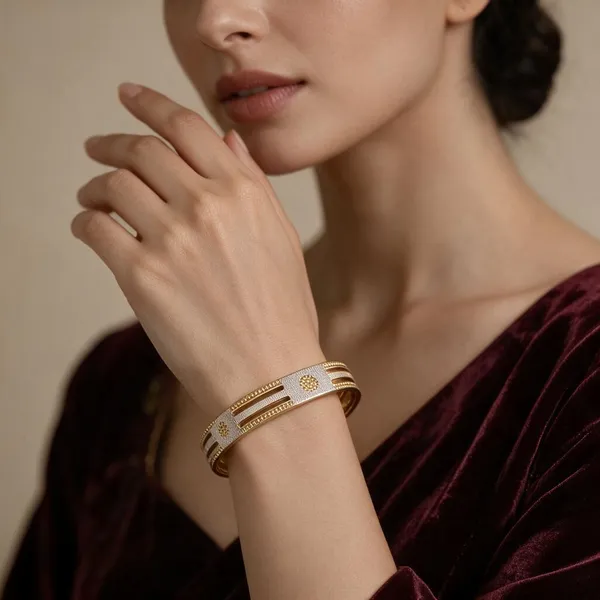 Gold_Dual_Tone_Alloy_Textured_Bangle_Set_For_Women
