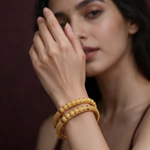 Gold_Alloy_Ribbed_Textured_Traditional_Bangle_Set_For_Women