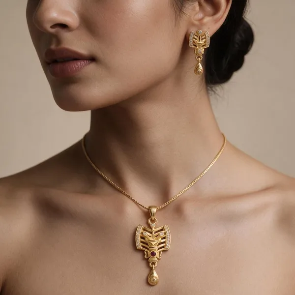 Gold_Alloy_Red_Stone_Pendant_Necklace_Set_For_Women