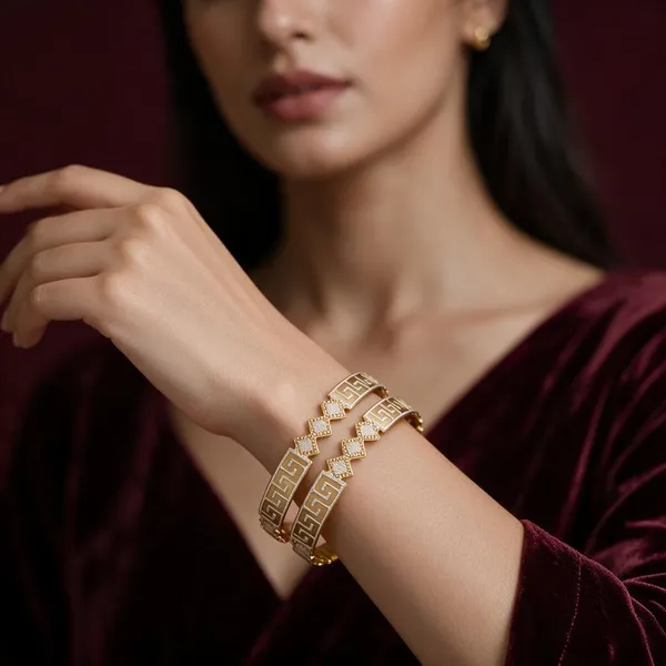 Gold_Alloy_Geometric_Greek_Key_Bangle_Set_For_Women