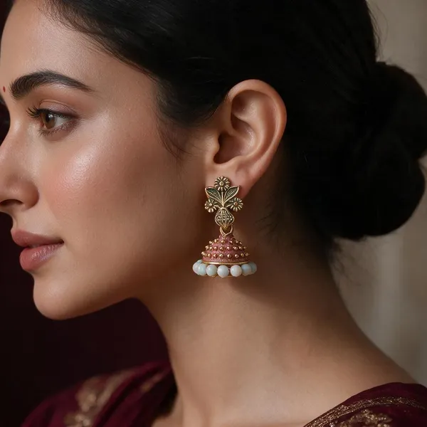 Multicolor_Alloy_Bell_Shaped_Traditional_Jhumka_Earrings_For_Women