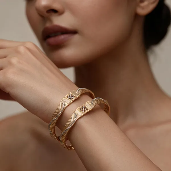Gold_Alloy_Geometric_Embellished_Ethnic_Bangle_Set_For_Women