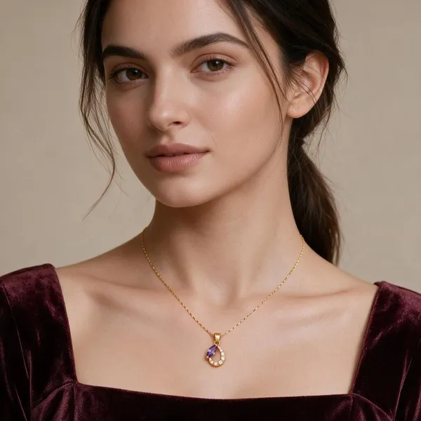 Gold_Alloy_Purple_Stone_Drop_Pendant_Necklace_For_Women