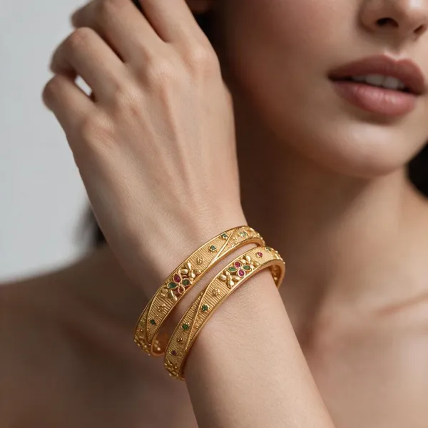 Gold_Alloy_Floral_Coloured_Stone_Embellished_Bangle_Set_For_Women