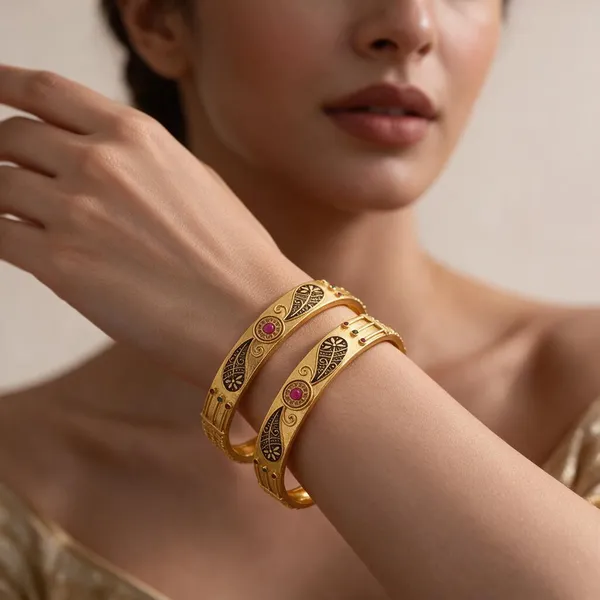 Gold_Alloy_Black_Motif_Multicolor_Stone_Bangle_Set_For_Women