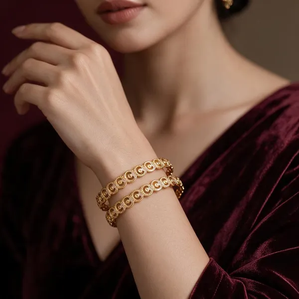 Gold_Alloy_Circular_Spiral_Motif_Open_Bangle_Set_For_Women