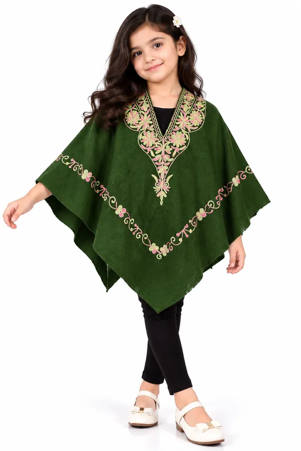 Green_Embroidered_Poncho_for_Girls