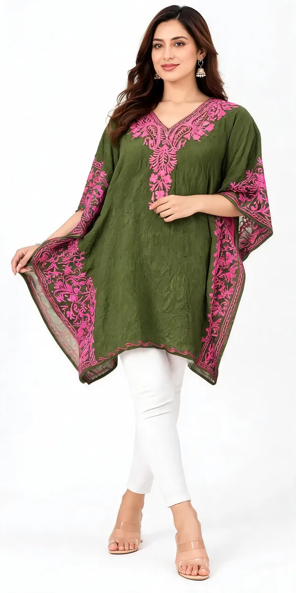 Olive_Green_Floral_Embroidered_Relaxed_Kaftan_For_Women