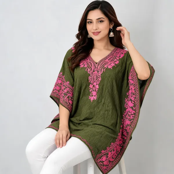 Olive_Green_Floral_Embroidered_Relaxed_Kaftan_For_Women