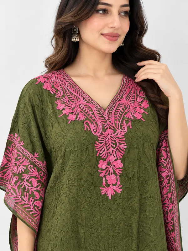 Olive_Green_Embroidered_Kaftan_Kaftan_for_Women