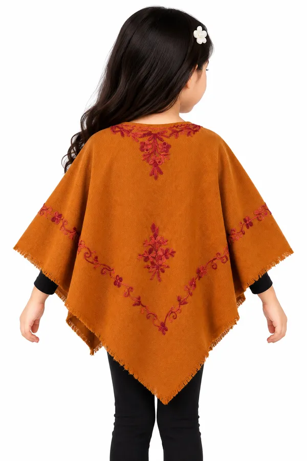 Orange_Woven_Embroidered_Poncho_for_Girls