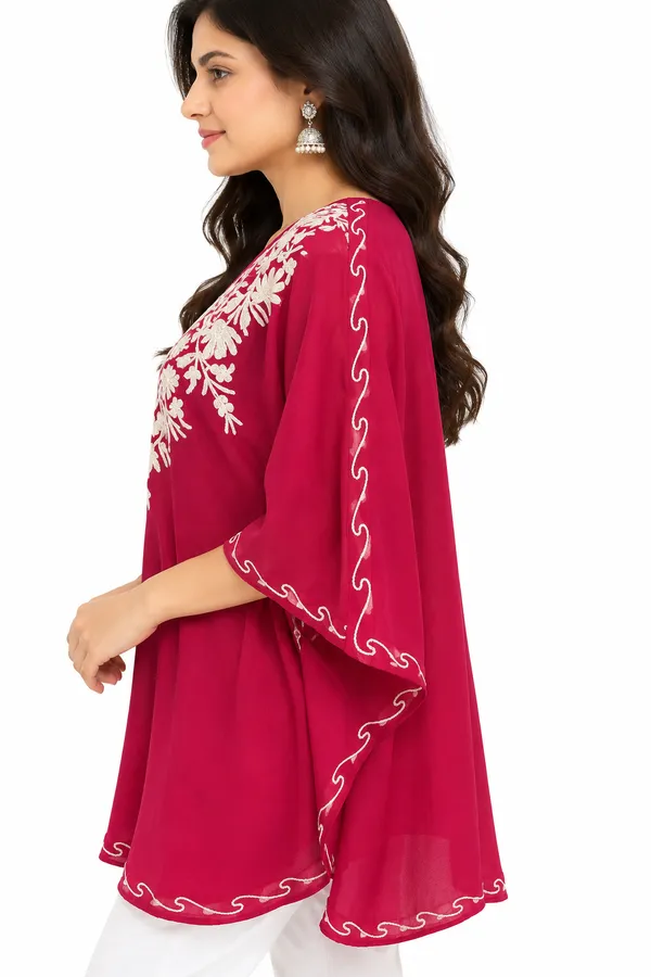 Magenta_Embroidered_Flared_Kaftan_for_Women