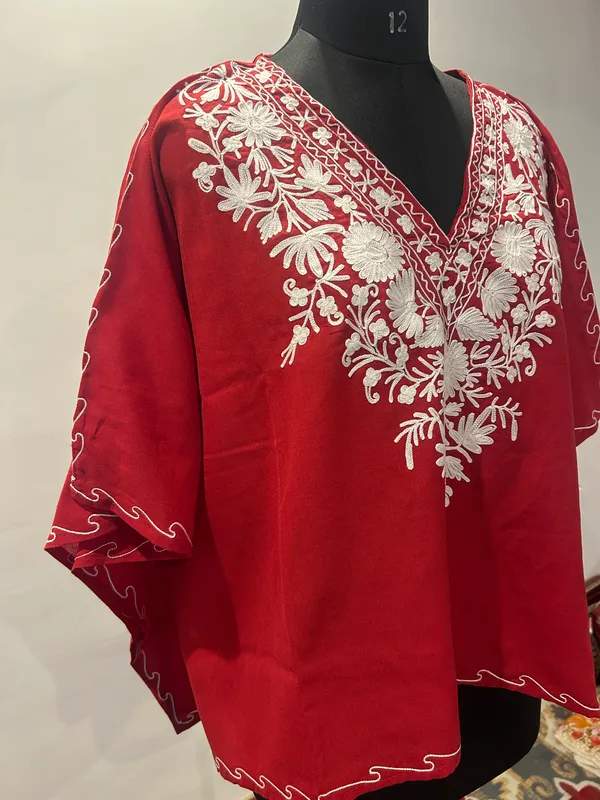 Red_Embroidered_Loose_Fit_Kaftan_for_Women