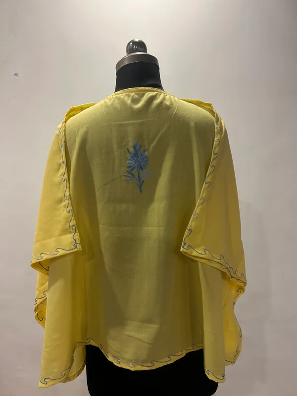 Yellow_Embroidered_V-Neck_Kaftan_For_Women