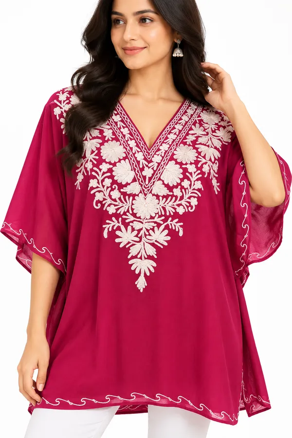 Magenta_Embroidered_Flared_Kaftan_for_Women