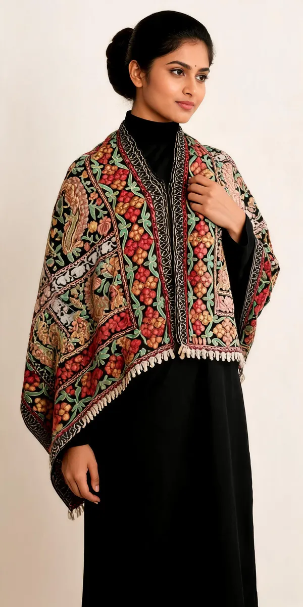 Black_Multicolour_Floral_Embroidered_Traditional_Shawl_For_Women
