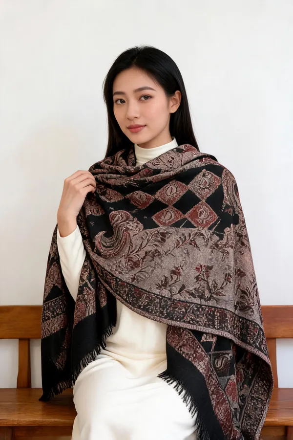 Black_Paisley_Floral_Printed_Shawl_For_Women