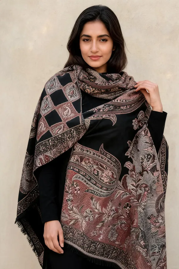 Black_Paisley_Floral_Printed_Shawl_For_Women