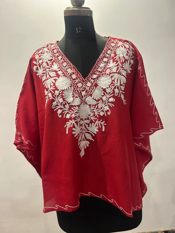Red_Embroidered_Loose_Fit_Kaftan_for_Women