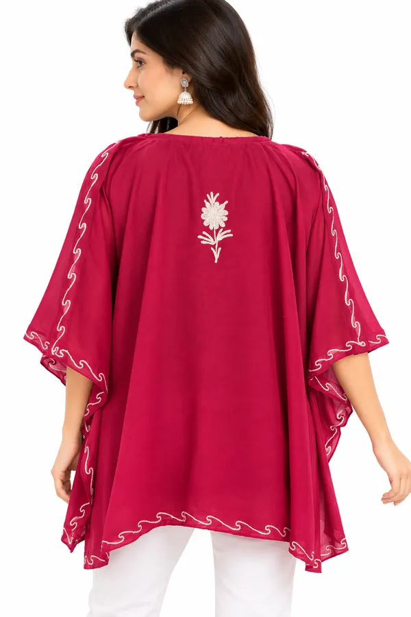 Magenta_Embroidered_Flared_Kaftan_for_Women