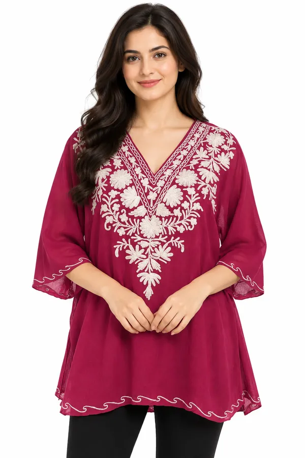 Magenta_Embroidered_Flared_Kaftan_for_Women