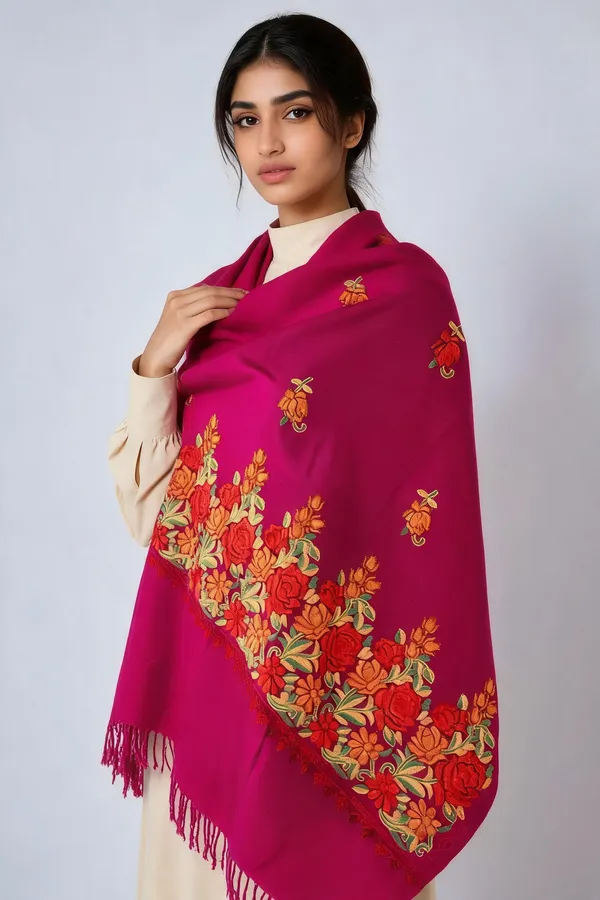 Magenta_Floral_Embroidered_Fringed_Shawl_For_Women
