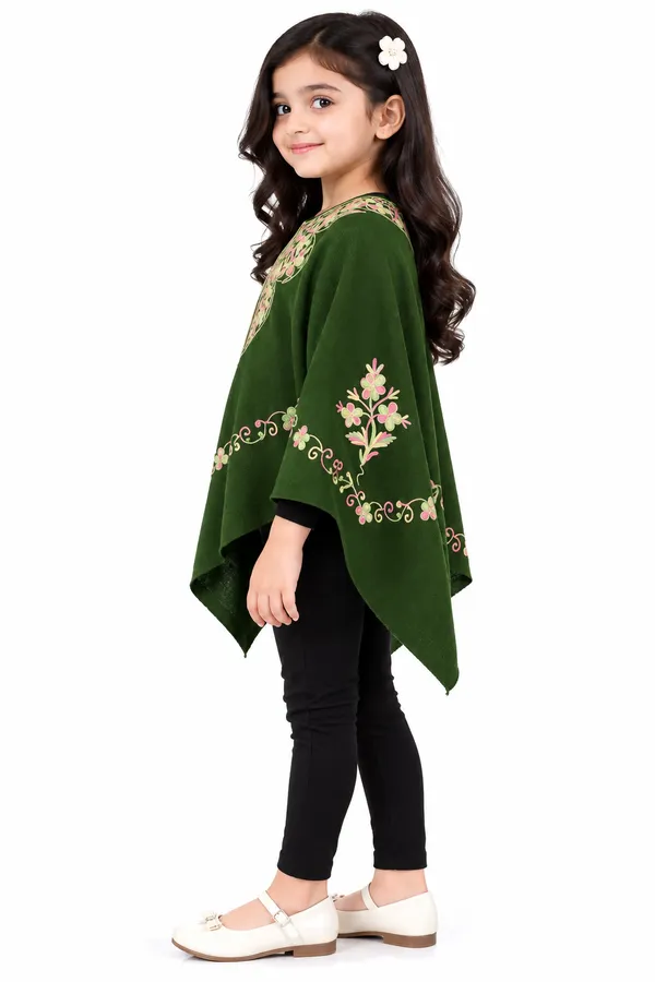 Green_Embroidered_Poncho_for_Girls