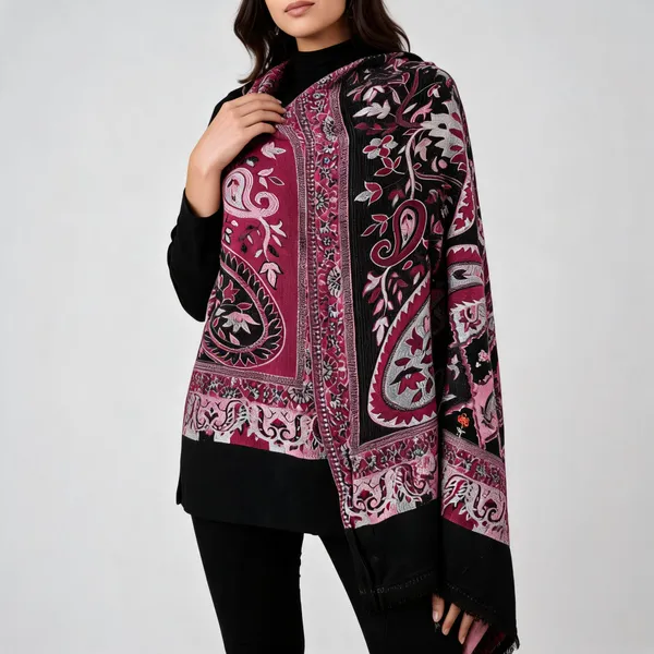 Magenta_Paisley_Floral_Printed_Fringed_Shawl_For_Women