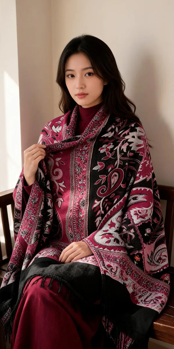 Magenta_Paisley_Floral_Printed_Fringed_Shawl_For_Women