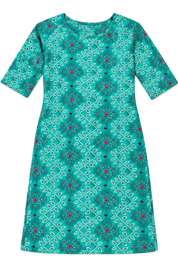 Green_Geometric_Print_Straight_Kurta_For_Women
