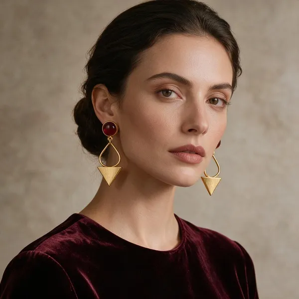 Gold_Red_Stone_Geometric_Drop_Earrings_For_Women