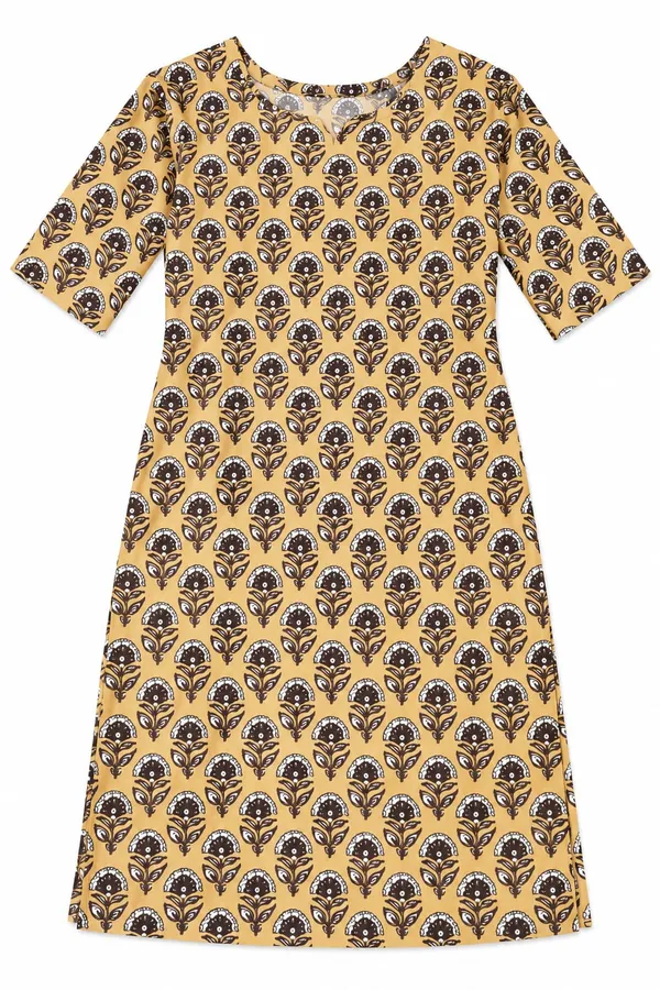 Mustard_Printed_Straight_Fit_Kurta_For_Women