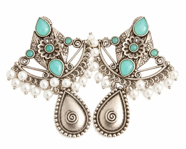 Silver_Turquoise_Stone_Oxidised_Drop_Earrings_For_Women