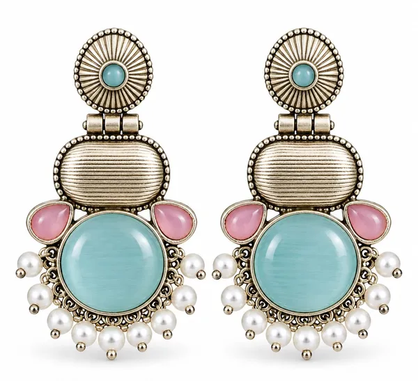 Blue_Turquoise_Stone_Pearl_Drop_Earrings_For_Women