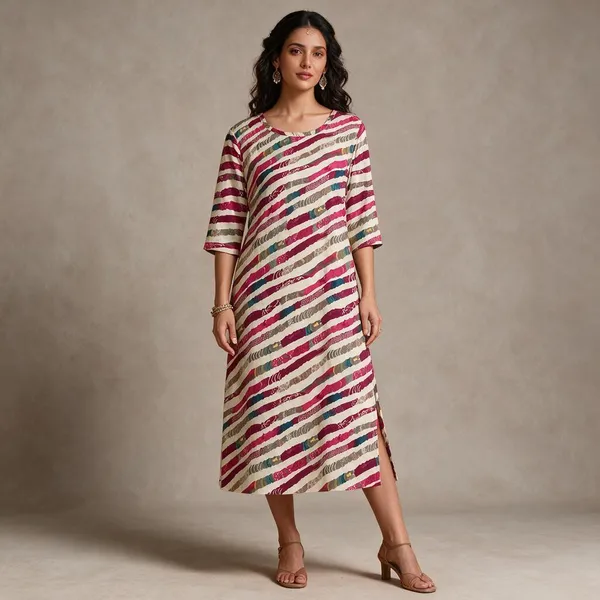 Multicolor_Stripe_Printed_A-Line_KurtI_For_Women