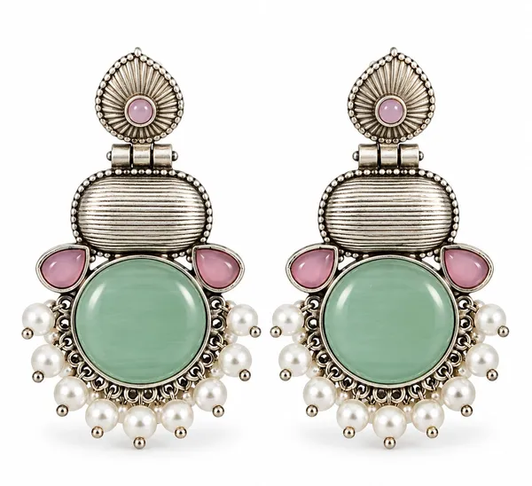 Silver_Oxidised_Stone_Pearl_Beaded_Drop_Earrings_For_Women
