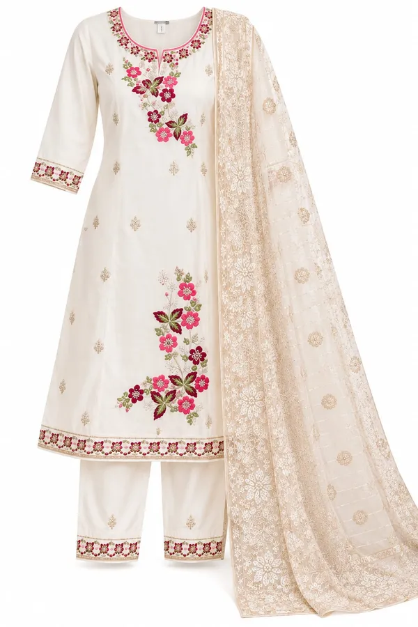 Ivory_Floral_Embroidered_Straight_Kurta_Set_For_Women