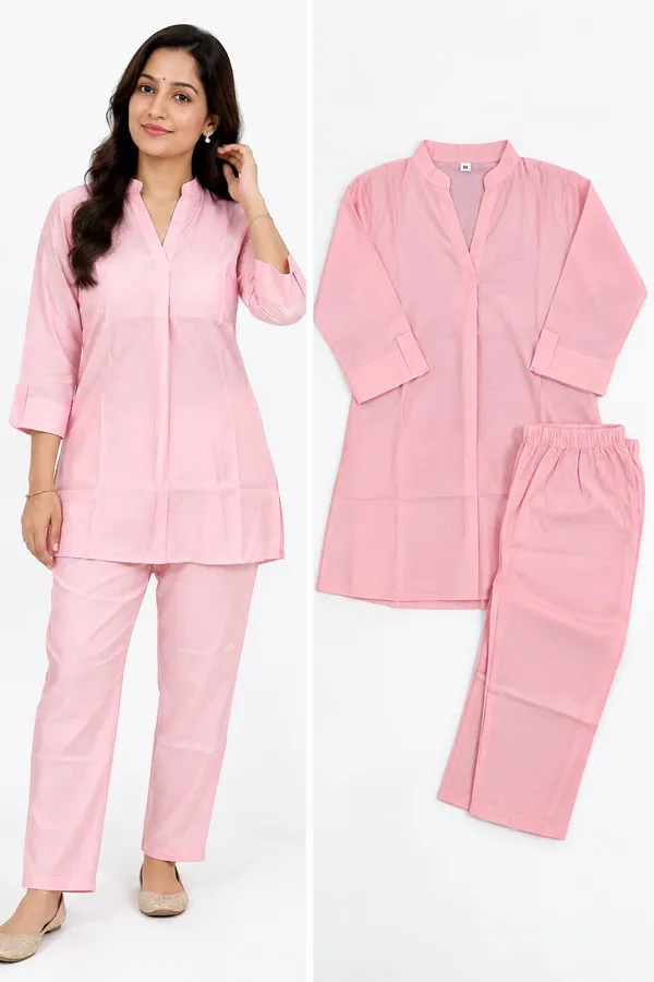 Pink_Solid_Silk_Straight_Co_Ord_Set_Set_For_Women