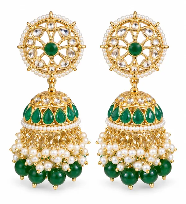 Green_Gold-Tone_Kundan_Jhumka_Earrings_For_Women