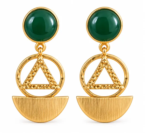 Gold_Tone_Green_Stone_Geometric_Drop_Earrings_For_Women