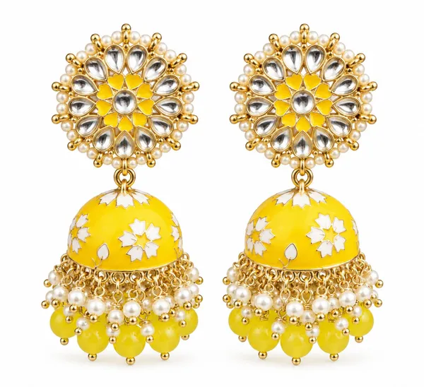 Yellow_Gold_Tone_Kundan_Pearl_Jhumka_Earrings_For_Women