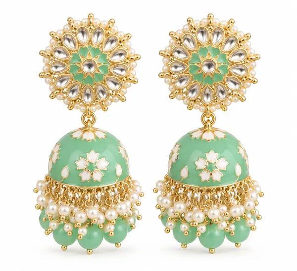 Green_Gold_Tone_Pearl_Beaded_Jhumka_Earrings_For_Women
