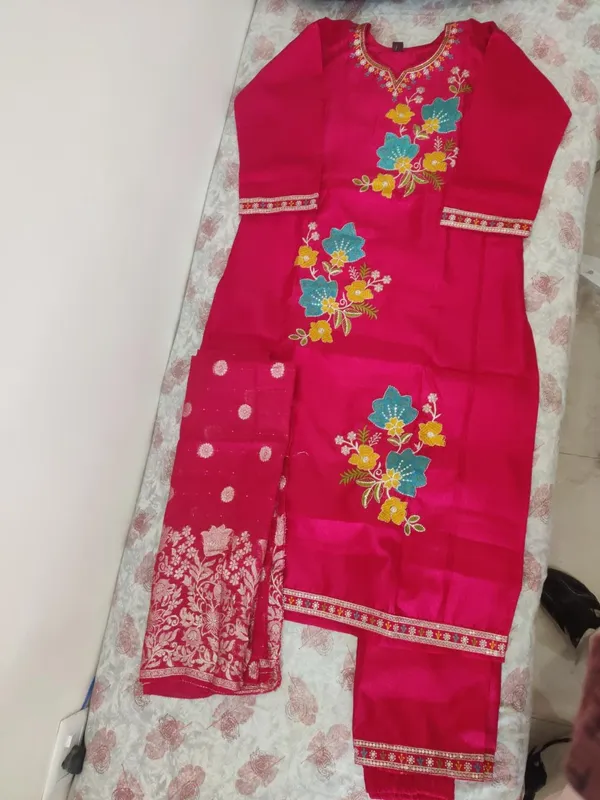 Magenta_Embroidered_Straight_Kurta_Set_For_Women