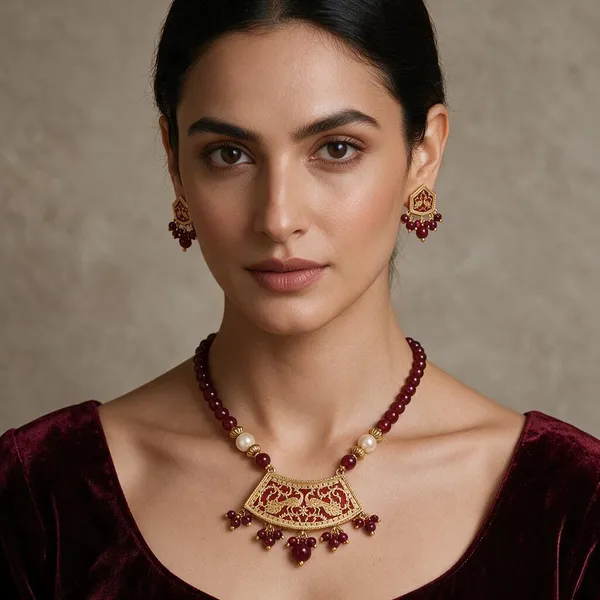 Red_Gold_Tone_Beaded_Traditional_Necklace_Earring_Set_For_Women