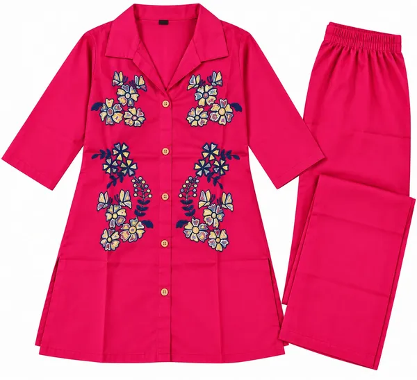 Pink_Floral_Embroidered_Flared_Co_Ord_Set_For_Women